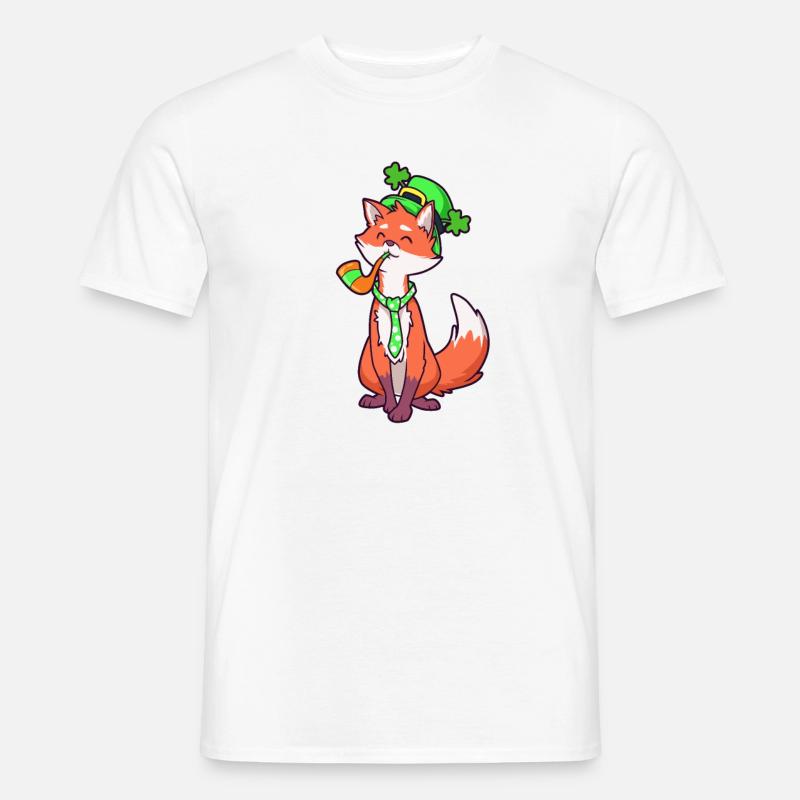 Fuchs Leprechaun - St Patricks Fuchs - Männer T-Shirt - Weiß