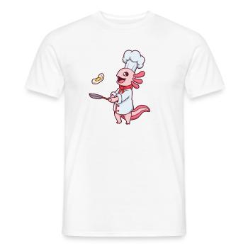 Cartoon Axolotl Chef - Men's T-Shirt - white - Front - AI Model Male 178 dark (178cm)