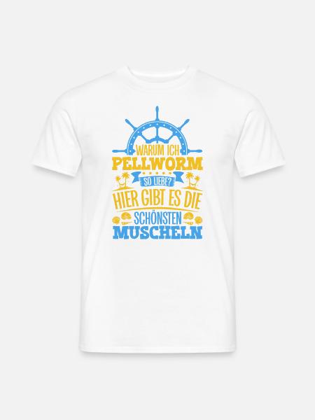 Schöne Muscheln - Warum ich Pellworm so liebe - Männer T-Shirt - Weiß