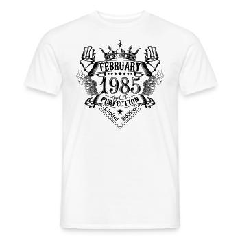 Vintage February 1985 February 1985 born in February - Men's T-Shirt - white - Front - AI Model Male 178 dark (178cm)