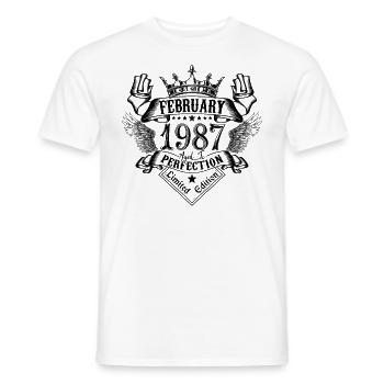 Vintage February 1987 February 1987 born in February - Men's T-Shirt - white - Front - AI Model Male 178 dark (178cm)