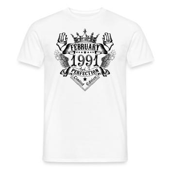 Vintage Février 1991 Février 1991 né en Février - T-shirt homme - blanc - Devant - AI Model Male 178 dark (178cm)