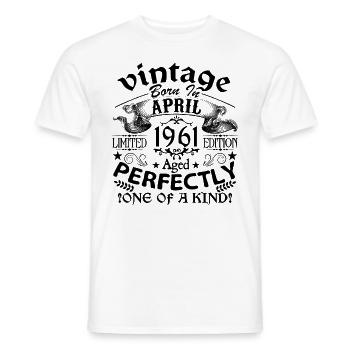 April 1961| Jahrgang 1961 | geboren im April - Männer T-Shirt - Weiß - Vorne - AI Model Male 178 dark (178cm)