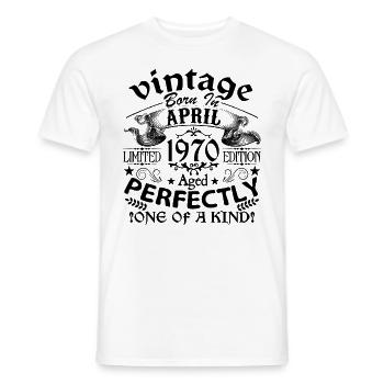 April 1970| Jahrgang 1970 | geboren im April - Männer T-Shirt - Weiß - Vorne - AI Model Male 178 dark (178cm)