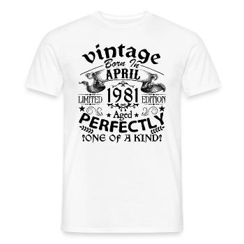 April 1981 | Jahrgang 1981 | geboren im April - Männer T-Shirt - Weiß - Vorne - AI Model Male 178 dark (178cm)