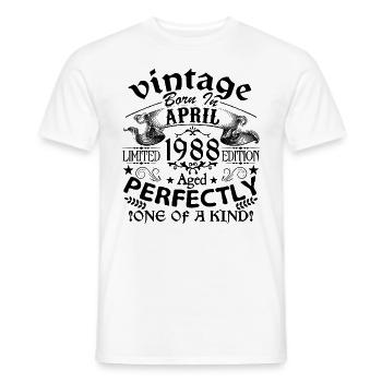 April 1988 | Jahrgang 1988 | geboren im April - Männer T-Shirt - Weiß - Vorne - AI Model Male 178 dark (178cm)