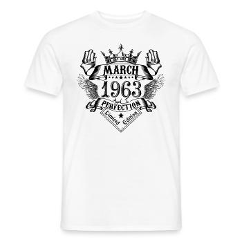 Vintage March 1963 March 1963 born in March - Men's T-Shirt - white - Front - AI Model Male 178 dark (178cm)