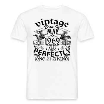 Mai 1969 | Vintage 1969 | né en Mai - T-shirt homme - blanc - Devant - AI Model Male 178 dark (178cm)