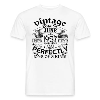 Juni 1957 | Jahrgang 1957 | geboren im Juni - Männer T-Shirt - Weiß - Vorne - AI Model Male 178 dark (178cm)