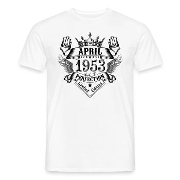 Vintage April 1953 April 1953 born in April - Men's T-Shirt - white - Front - AI Model Male 178 dark (178cm)