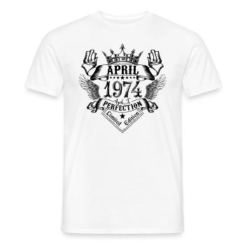 Vintage April 1974 April 1974 born in April - Men's T-Shirt - white - Front - AI Model Male 178 dark (178cm)