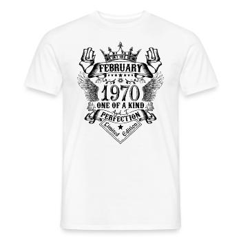 Anniversaire Février 1970 né en Février 1970 - T-shirt homme - blanc - Devant - AI Model Male 178 dark (178cm)