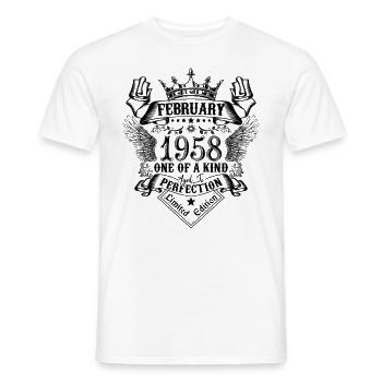 Anniversaire Février 1958 né en Février 1958 - T-shirt homme - blanc - Devant - AI Model Male 178 dark (178cm)