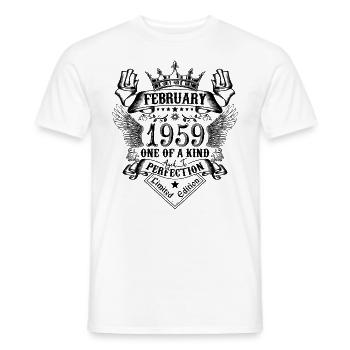 Anniversaire Février 1959 né en Février 1959 - T-shirt homme - blanc - Devant - AI Model Male 178 dark (178cm)