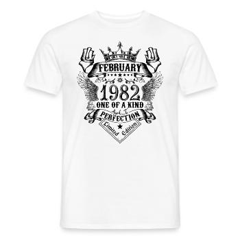 Anniversaire Février 1982 né en Février 1982 - T-shirt homme - blanc - Devant - AI Model Male 178 dark (178cm)