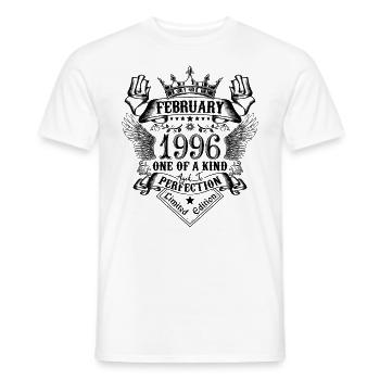 Anniversaire Février 1996 né en Février 1996 - T-shirt homme - blanc - Devant - AI Model Male 178 dark (178cm)