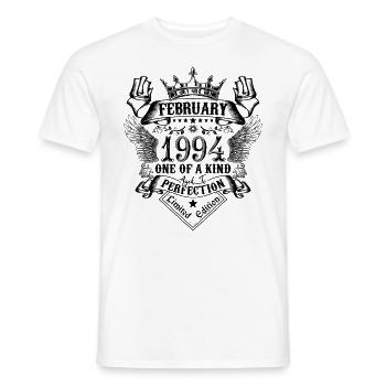 Anniversaire Février 1994 né en Février 1994 - T-shirt homme - blanc - Devant - AI Model Male 178 dark (178cm)