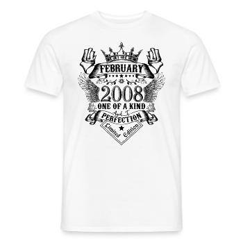 Anniversaire Février 2008 né en Février 2008 - T-shirt homme - blanc - Devant - AI Model Male 178 dark (178cm)