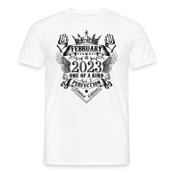 Anniversaire Février 2023 né en Février 2023 - T-shirt homme - blanc - Devant - AI Model Male 178 dark (178cm)