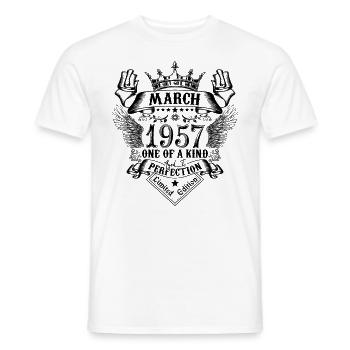 Geburtstag März 1957 geboren im März 1957 - Männer T-Shirt - Weiß - Vorne - AI Model Male 178 dark (178cm)