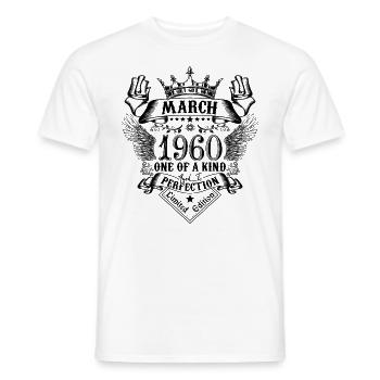 Anniversaire Mars 1960 né en Mars 1960 - T-shirt homme - blanc - Devant - AI Model Male 178 dark (178cm)