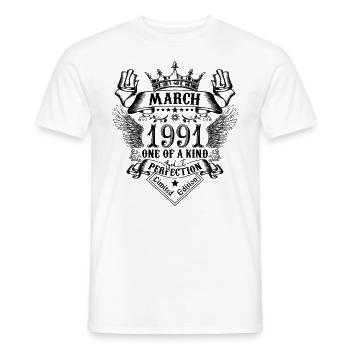 Geburtstag März 1991 geboren im März 1991 - Männer T-Shirt - Weiß - Vorne - AI Model Male 178 dark (178cm)