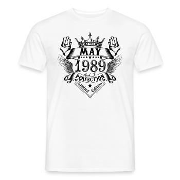 Vintage May 1989 May 1989 born in May - Men's T-Shirt - white - Front - AI Model Male 178 dark (178cm)