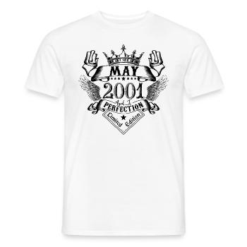Vintage Mai 2001 Mai 2001 né en Mai - T-shirt homme - blanc - Devant - AI Model Male 178 dark (178cm)