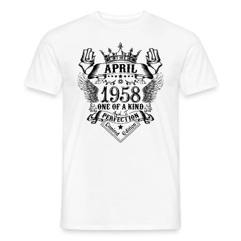 Geburtstag April 1958 geboren im April 1958 - Männer T-Shirt - Weiß - Vorne - AI Model Male 178 dark (178cm)