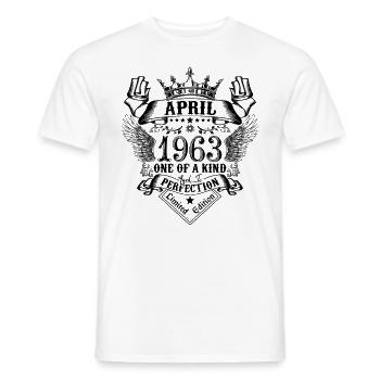 Geburtstag April 1963 geboren im April 1963 - Männer T-Shirt - Weiß - Vorne - AI Model Male 178 dark (178cm)