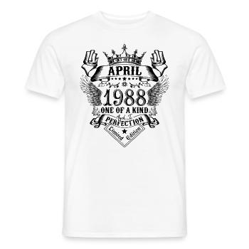 Anniversaire Avril 1988 né en Avril 1988 - T-shirt homme - blanc - Devant - AI Model Male 178 dark (178cm)