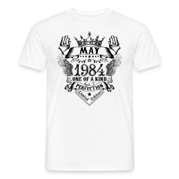Birthday May 1984 born in May 1984 - Men's T-Shirt - white - Front - AI Model Male 178 dark (178cm)