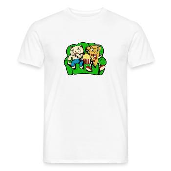 Le chat et la pizza mangent du maïs soufflé - T-shirt homme - blanc - Devant - AI Model Male 178 dark (178cm)