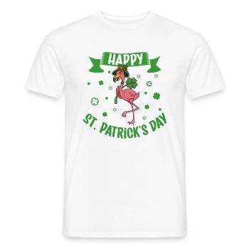 St Patrick's Flamingo - Happy St Patrick's Day - Men's T-Shirt - white - Front - AI Model Male 178 dark (178cm)