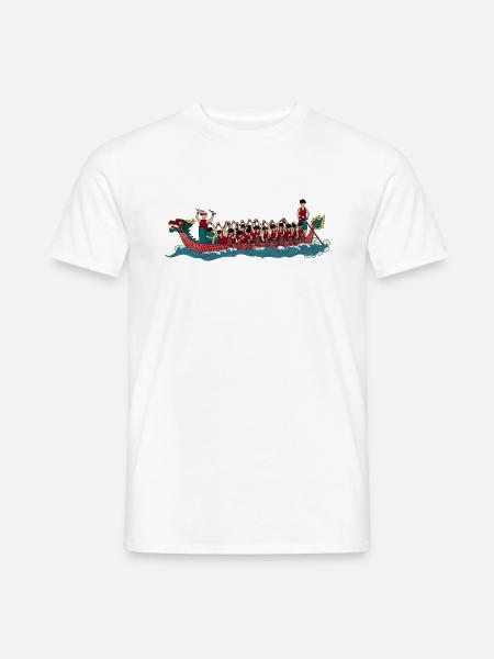 Zeichnung eines 20 Mann Drachenboot - Männer T-Shirt - Weiß