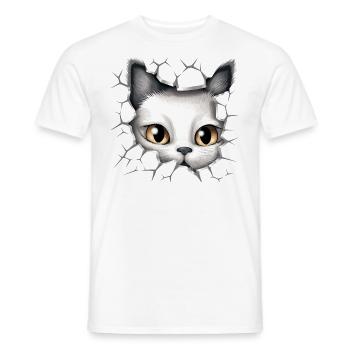 Hole Peekaboo: Baby-Katze auf Abenteuer - Männer T-Shirt - Weiß - Vorne - AI Model Male 178 dark (178cm)