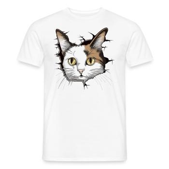 Hole Peekaboo: Baby-Katze auf Abenteuer - Männer T-Shirt - Weiß - Vorne - AI Model Male 178 dark (178cm)