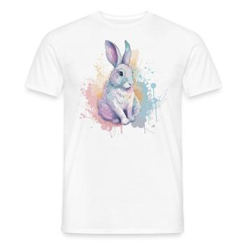 Rabbit Bunny Splash Watercolour - Men's T-Shirt - white - Front - AI Model Male 178 dark (178cm)
