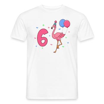 Mit Flamingo - Mädchen Geburtstag 6 Jahre - Männer T-Shirt - Weiß - Vorne - AI Model Male 178 dark (178cm)