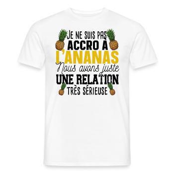 Ananas Fruit Relation Cadeau Humour Jaune Exotique - T-shirt homme - blanc - Devant - AI Model Male 178 dark (178cm)