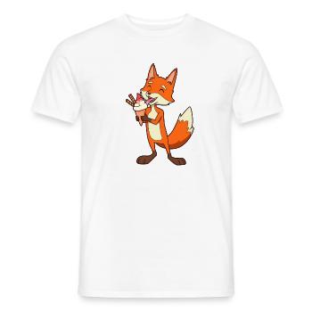 Comic Fuchs genießt Eistüte - Männer T-Shirt - Weiß - Vorne - AI Model Male 178 dark (178cm)
