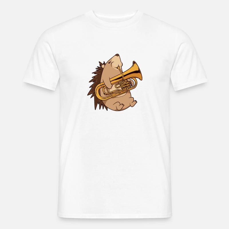 Cartoon Igel spielt Euphonium - Männer T-Shirt - Weiß