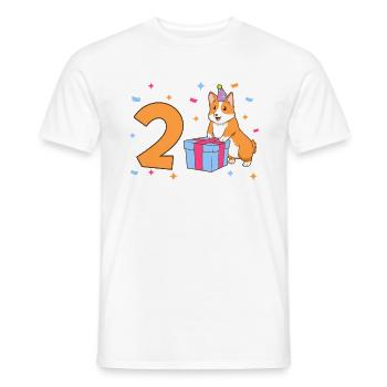 Avec Corgi - Anniversaire de fille 2 ans - T-shirt homme - blanc - Devant - AI Model Male 178 dark (178cm)