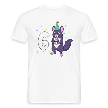 Avec chinchilla - anniversaire des enfants 6 ans - T-shirt homme - blanc - Devant - AI Model Male 178 dark (178cm)