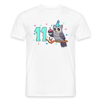 Avec hibou - Anniversaire des enfants 11 ans - T-shirt homme - blanc - Devant - AI Model Male 178 dark (178cm)