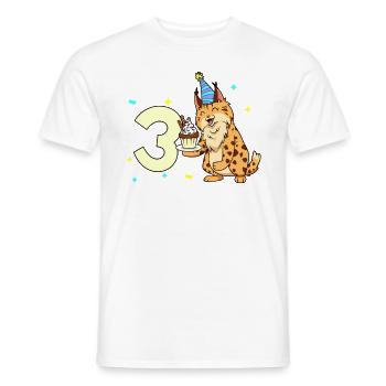 With lynx - children's birthday 3 years - Men's T-Shirt - white - Front - AI Model Male 178 dark (178cm)