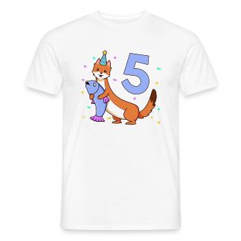 Mit Wiesel - Kinder Geburtstag 5 Jahre - Männer T-Shirt - Weiß - Vorne - AI Model Male 178 dark (178cm)