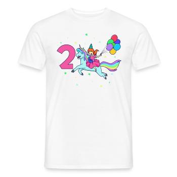 Avec licorne - Anniversaire de fille 2 ans - T-shirt homme - blanc - Devant - AI Model Male 178 dark (178cm)