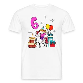 Mit Einhorn - Mädchen Geburtstag 6 Jahre - Männer T-Shirt - Weiß - Vorne - AI Model Male 178 dark (178cm)