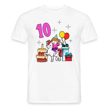 Mit Einhorn - Mädchen Geburtstag 10 Jahre - Männer T-Shirt - Weiß - Vorne - AI Model Male 178 dark (178cm)